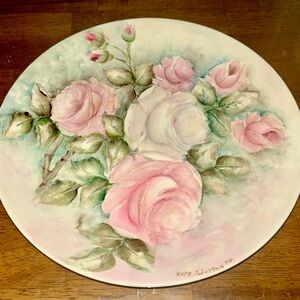 Handpainted Floral Decorative Plate 10.5” Artist dated 1978